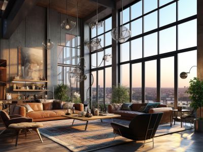 industriele woonstijl - loft interieur - leren bank - new york penthouse style