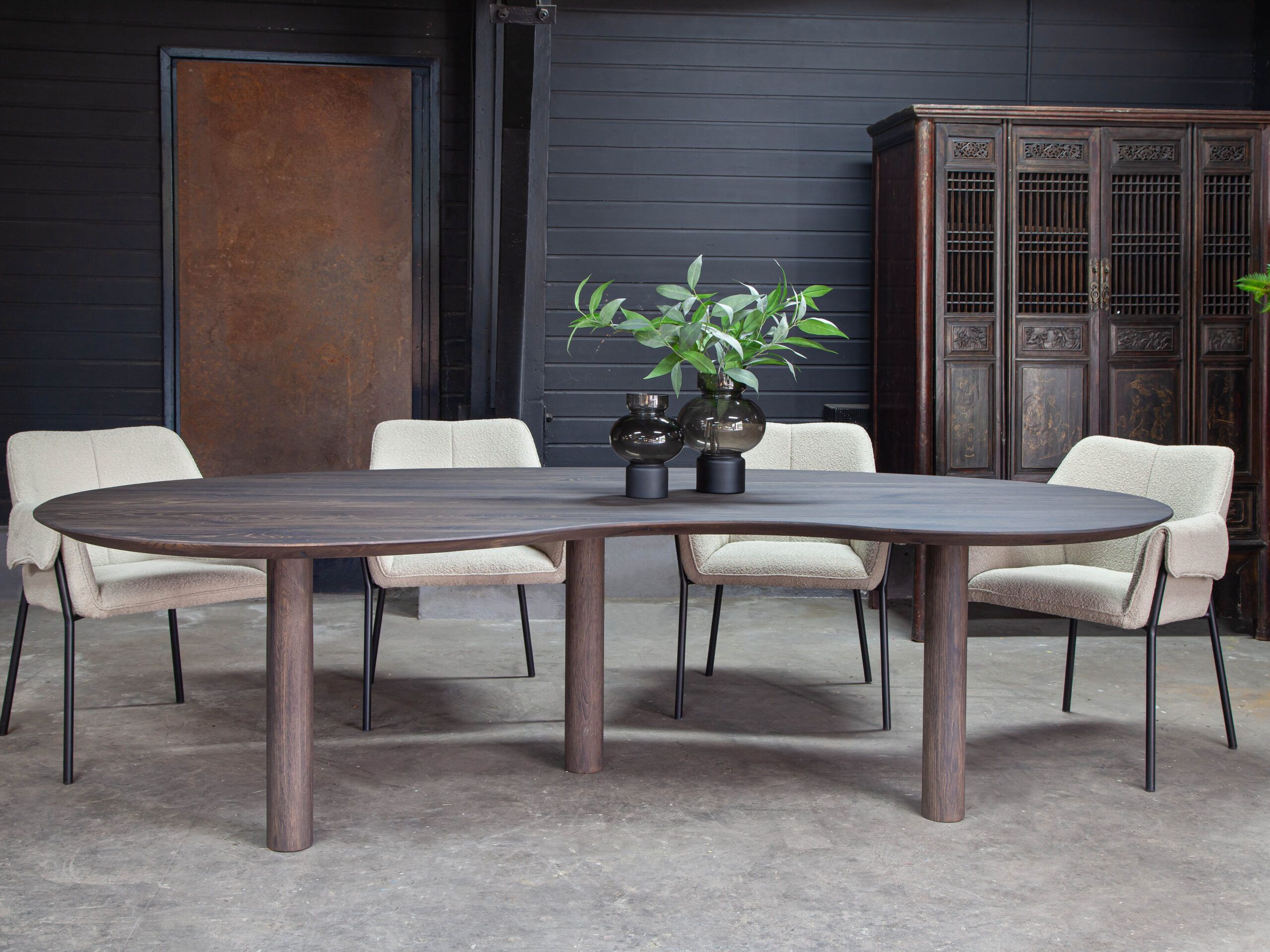 dining table kidney tabletop and chairs out of stock
