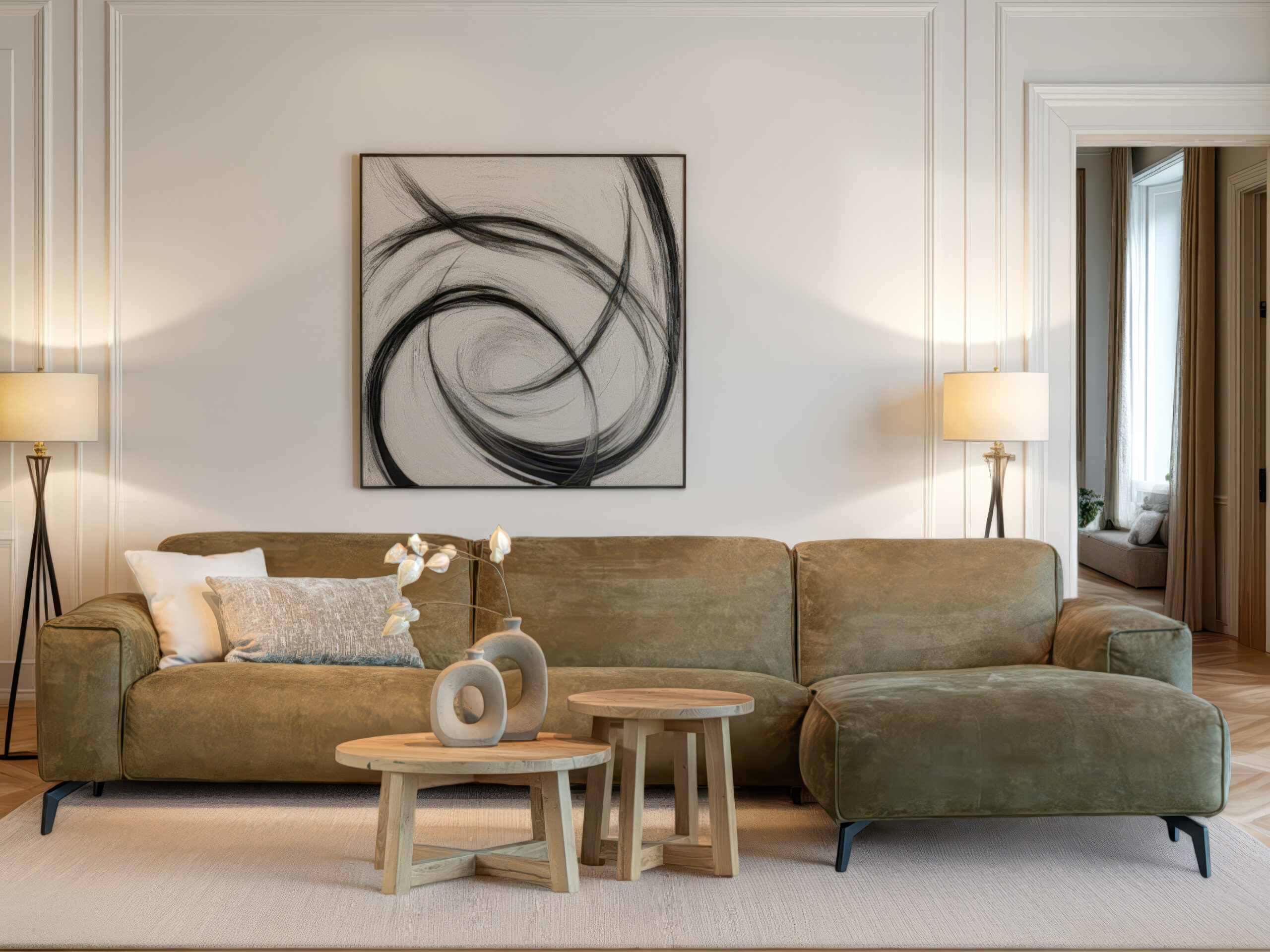 stijlvolle bank met chaise longue, ideaal voor een comfortabele zithoek