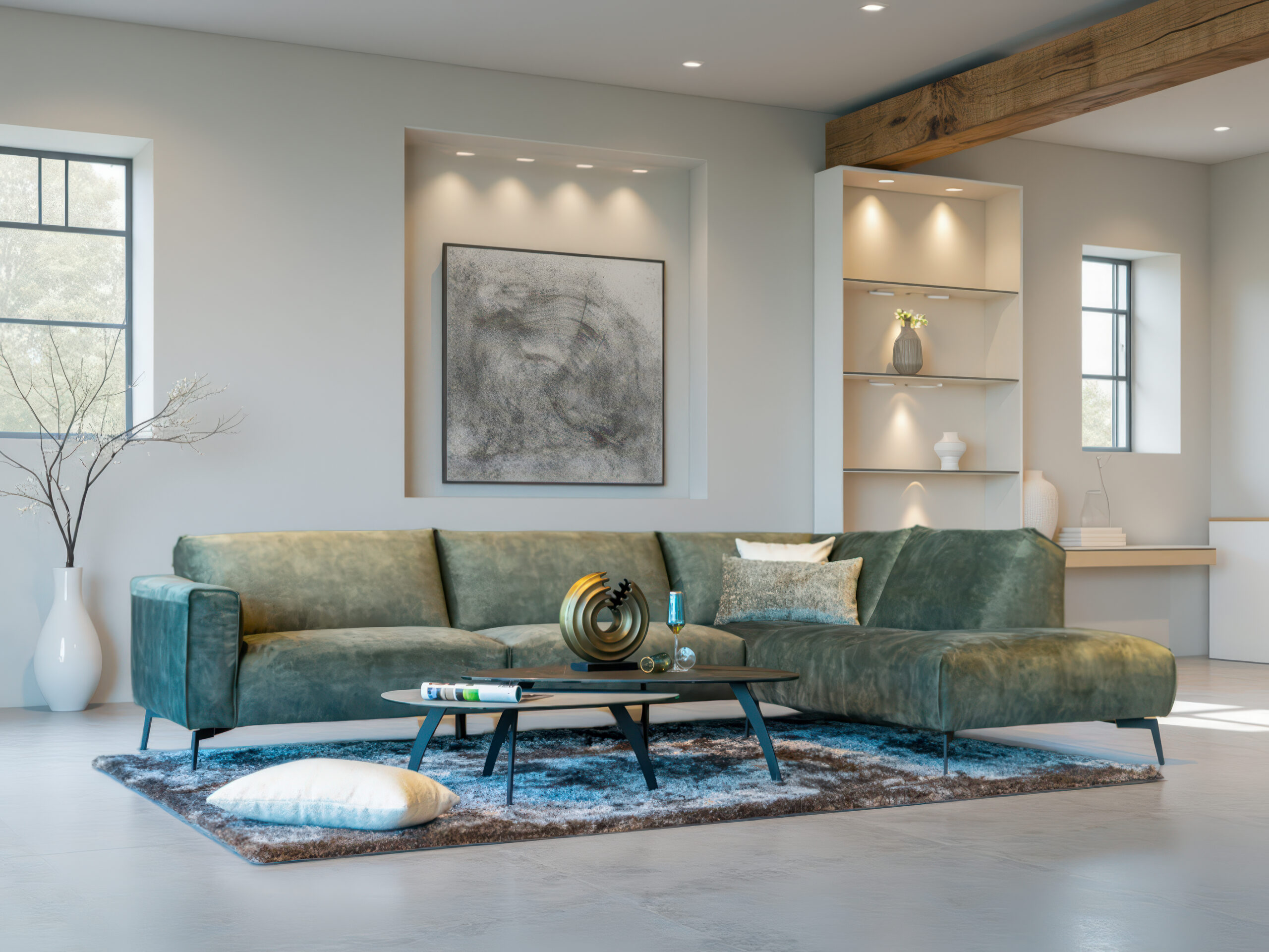 Tijdloze loungebank met elegant onderstel en uitnodigend design