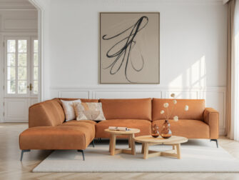 Hoekbank met ruime zitplaatsen en eigentijdse vormgeving