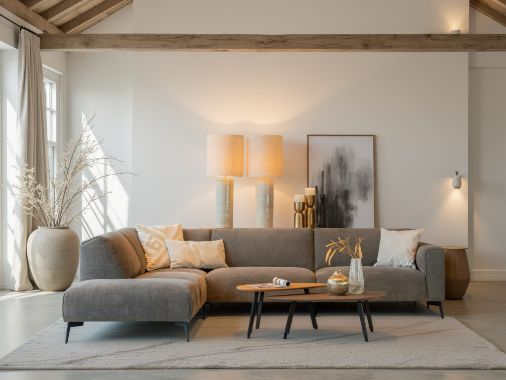 Designbank met chaise longue en minimalistische uitstraling