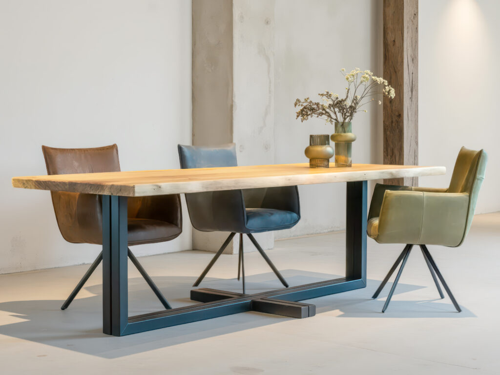 Groene designstoel met comfortabele zitting en armleuningen