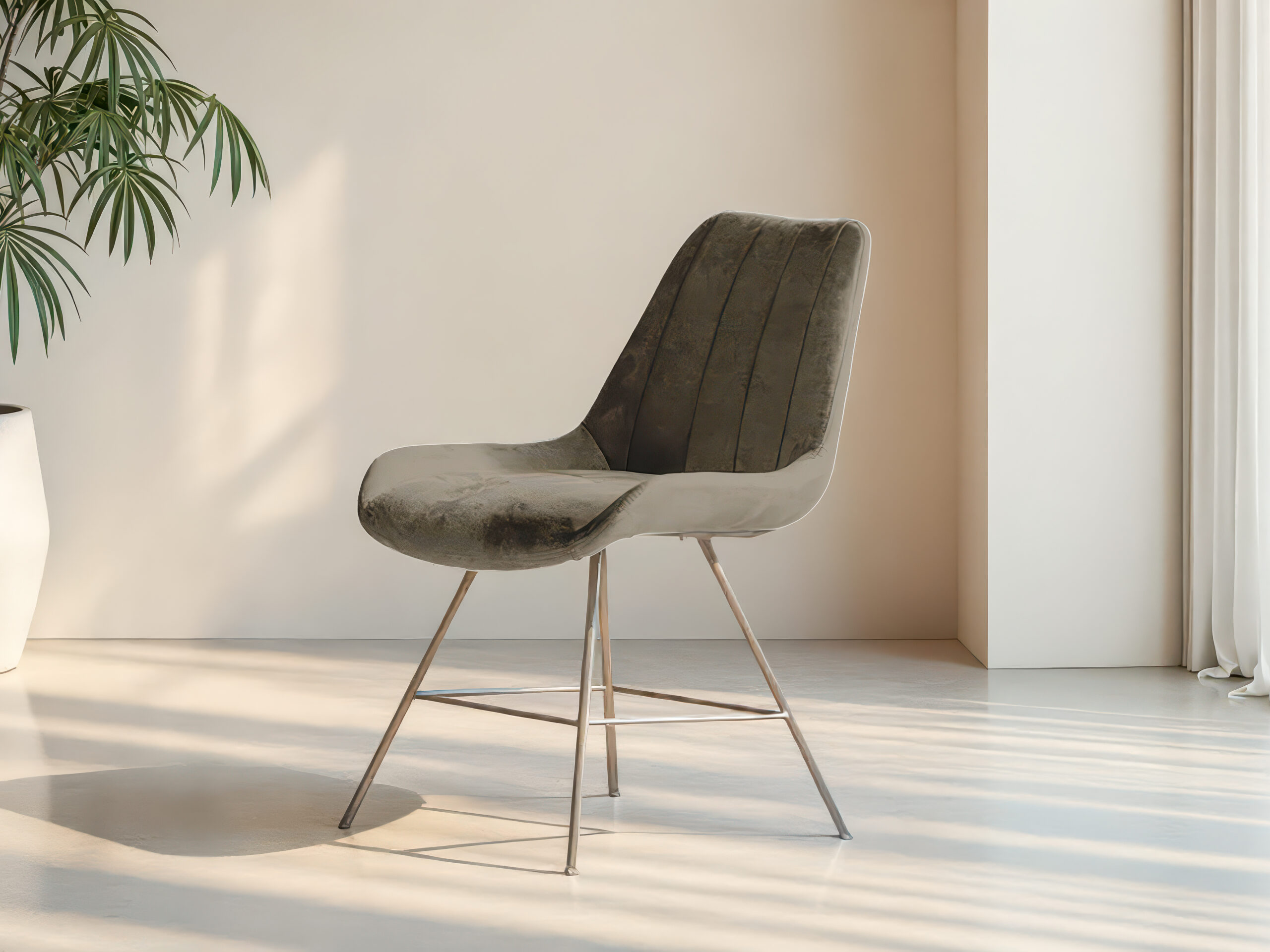 Designstoel met comfortabele zitting en strakke lijnen