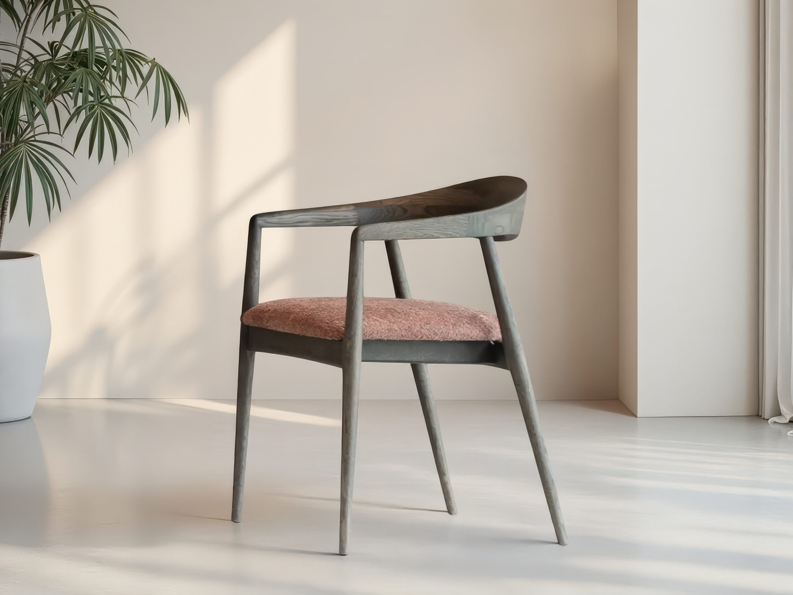 Comfortabele designstoel met strakke lijnen en tijdloos karakter