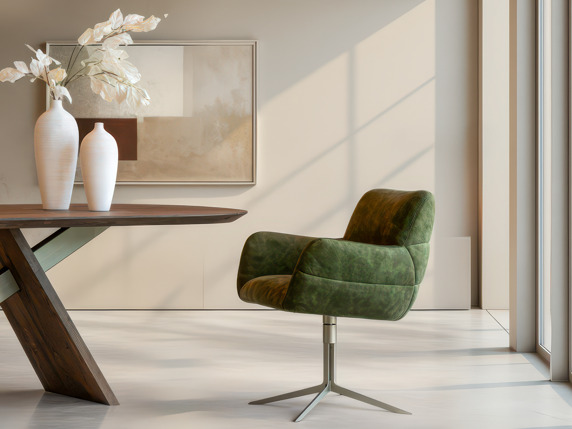 Draaibare eetkamerstoel met subtiel stikselpatroon