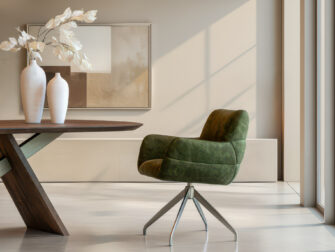 Eetkamerstoel Naxos - Eppic select country moss - onderstel r - metaalkleur champagne Comfortabele eetstoel met een eigentijdse uitstraling