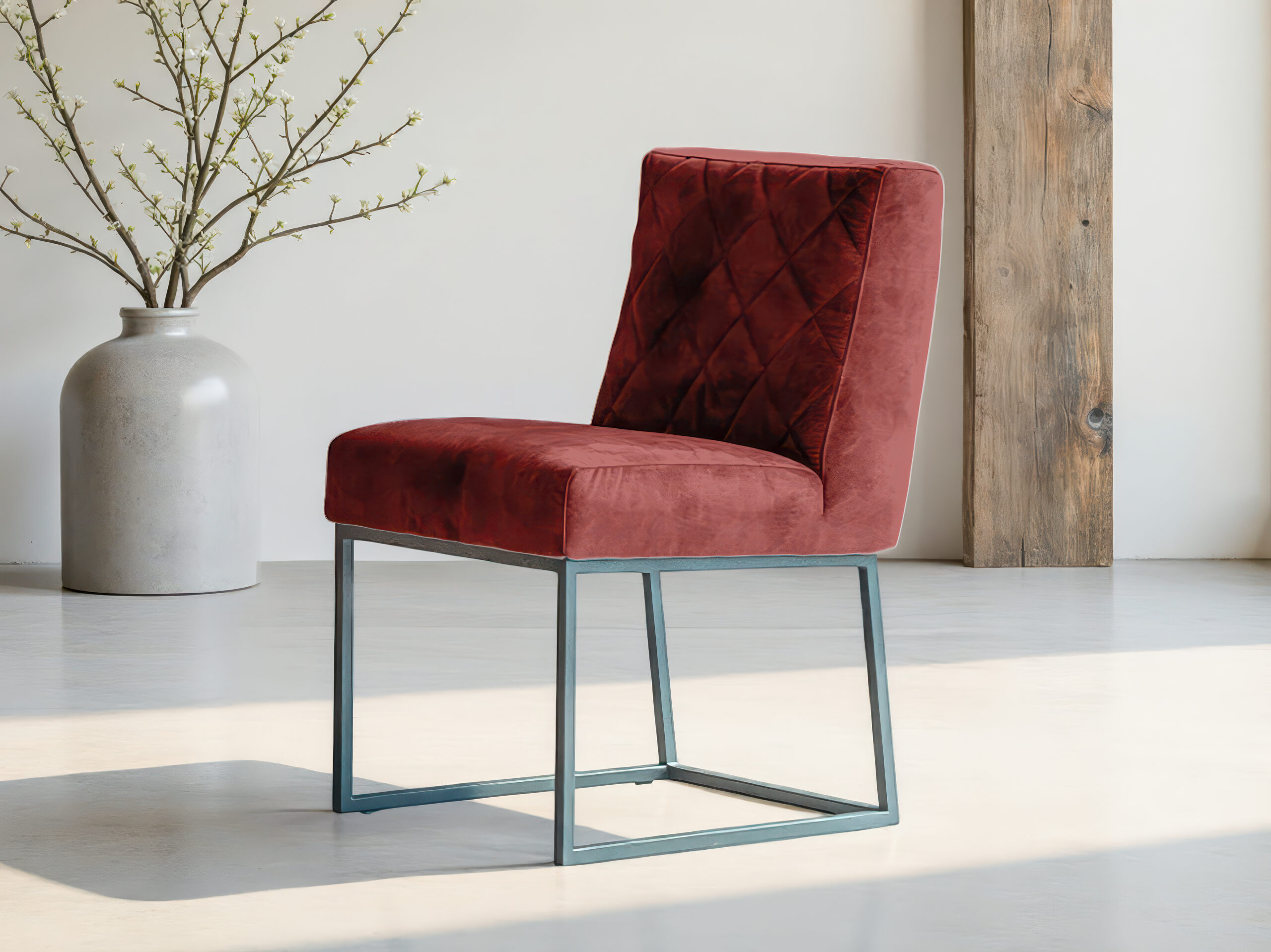 Eetkamerstoel met gestoffeerde zitting en eigentijdse vorm