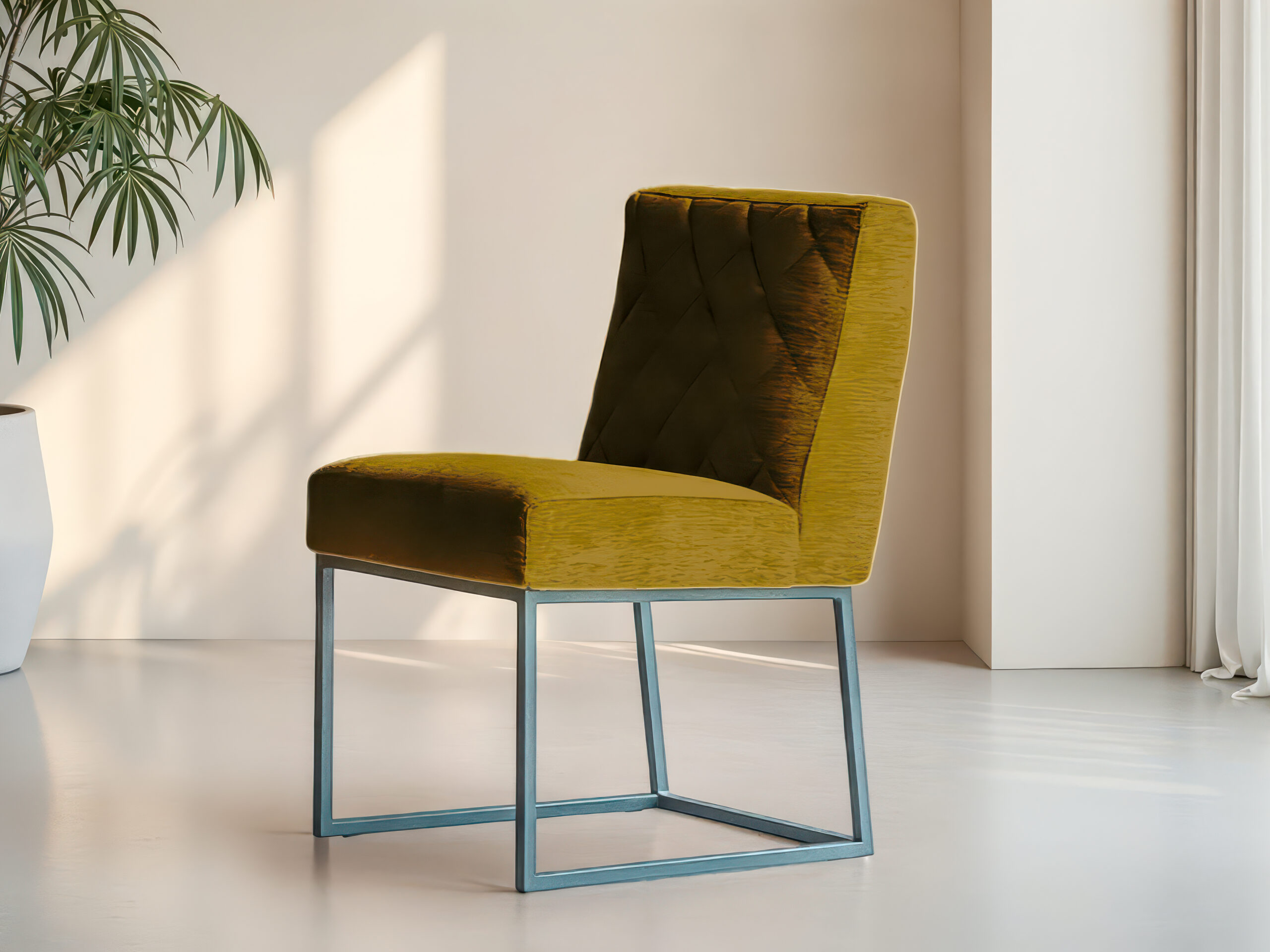 Moderne eetkamerstoel met lage rugleuning