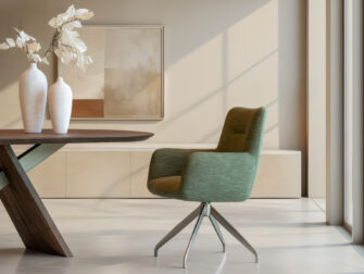 Eetkamerstoel Santorini - Eppic select atocha hunter - onderstel r - metaalkleur champagne Fraai gevormde stoel met draaibare poot en uitnodigende zit