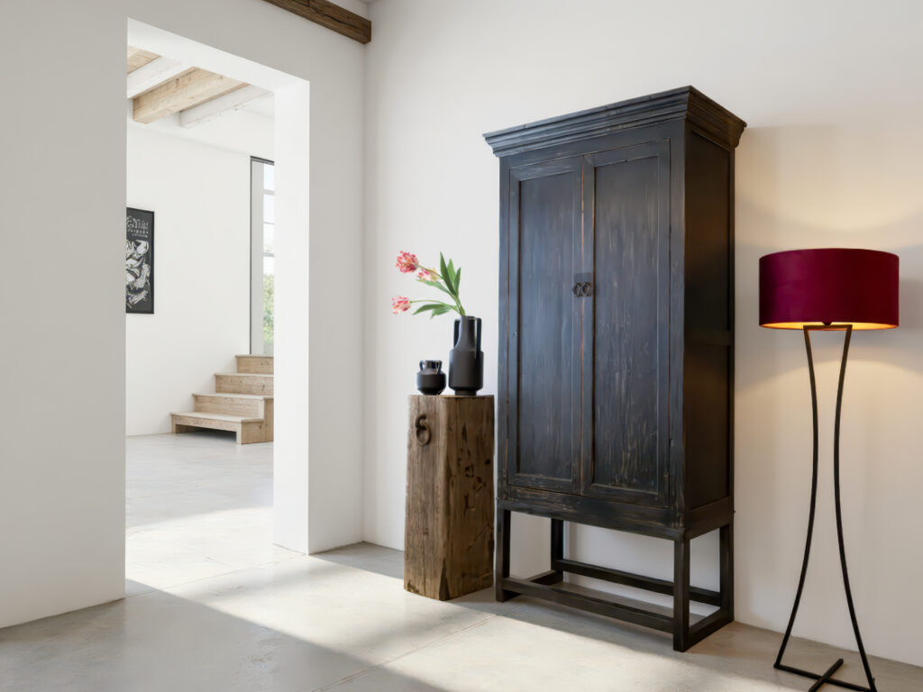 Zwarte kast met landelijke uitstraling