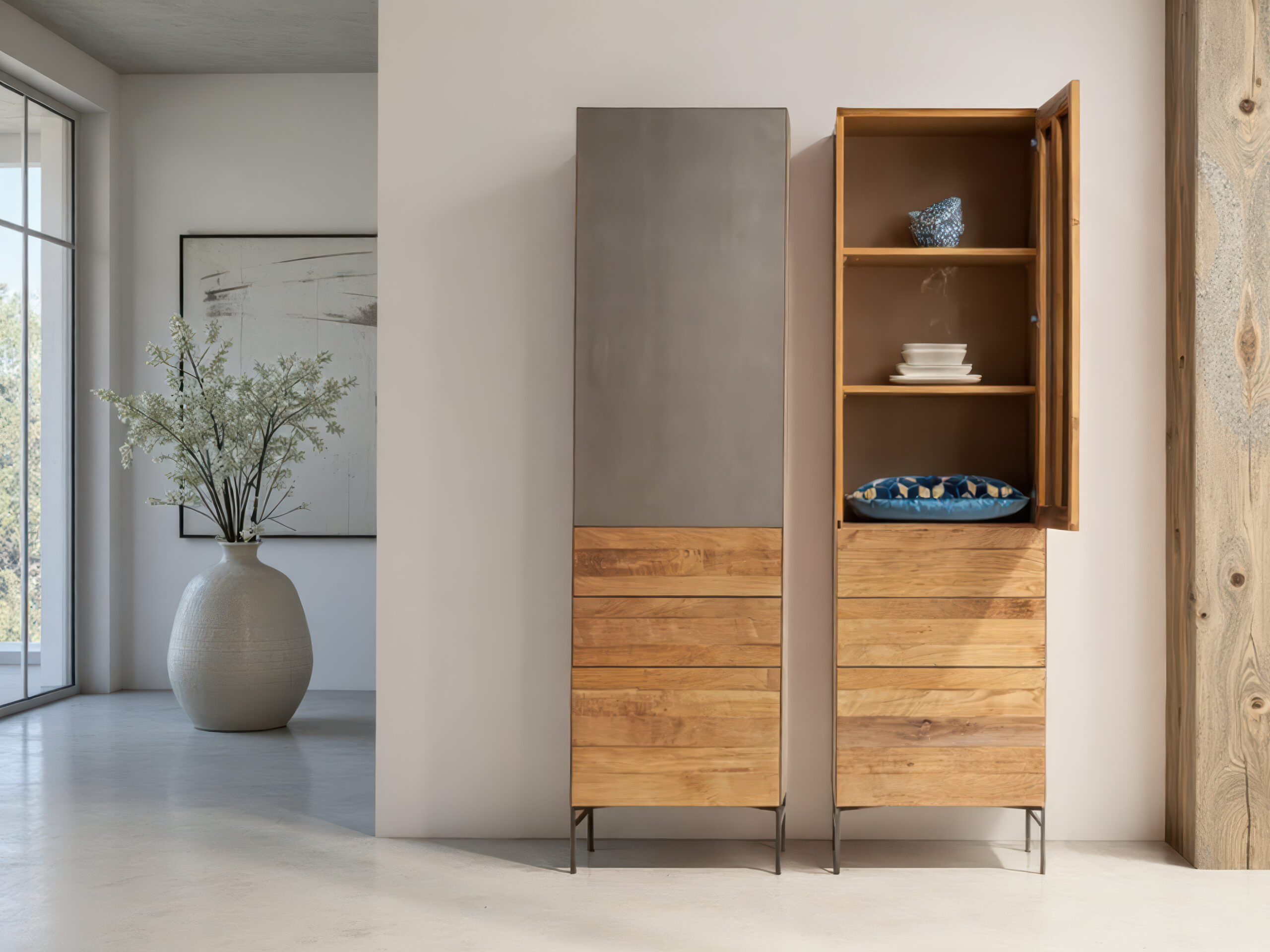 Landelijke kast in naturel hout