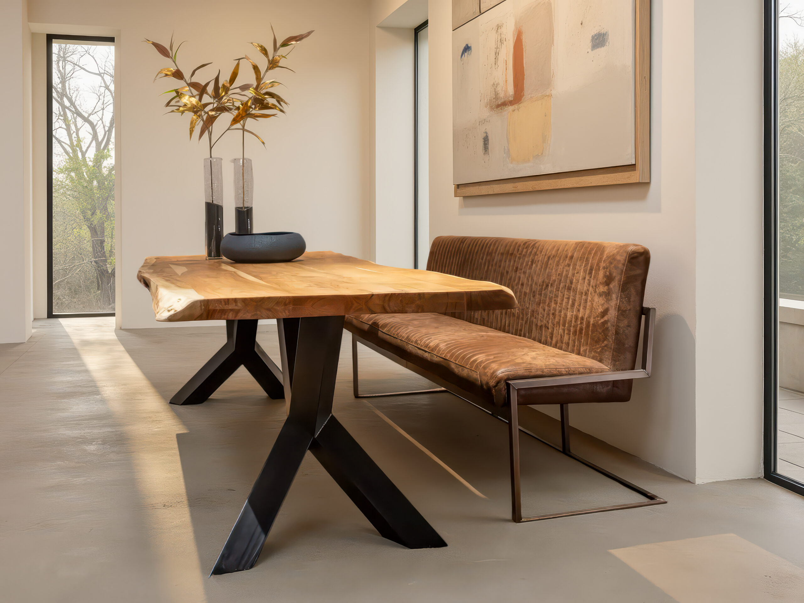 Eetkamerbank Vignola - donker bruin - 185cm