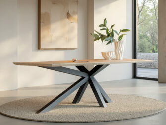 Industriële tafel met massief eiken blad