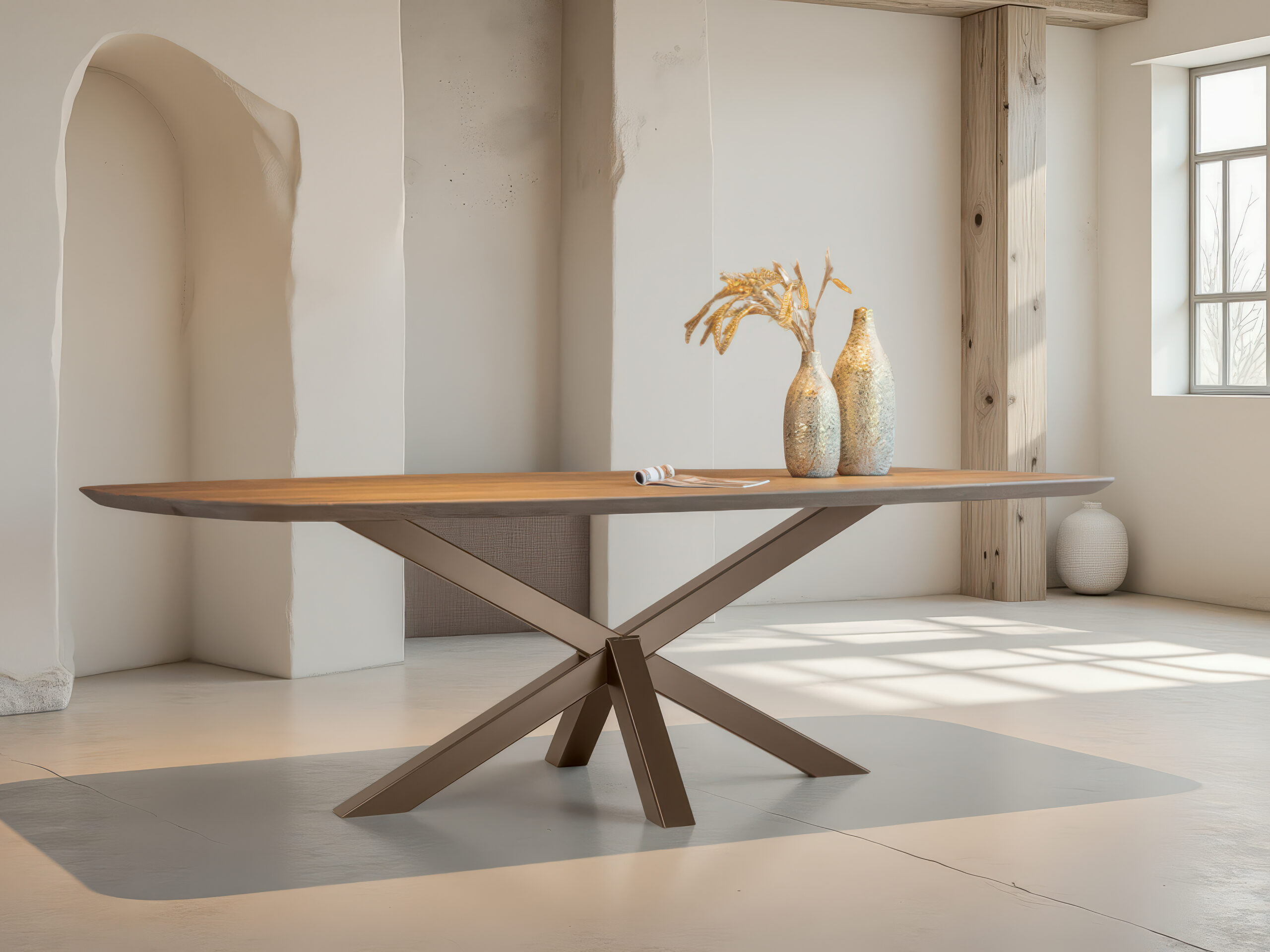 Tafel Rivoli - kiwi - fresno - verjongd - metaalkleur anodic brown