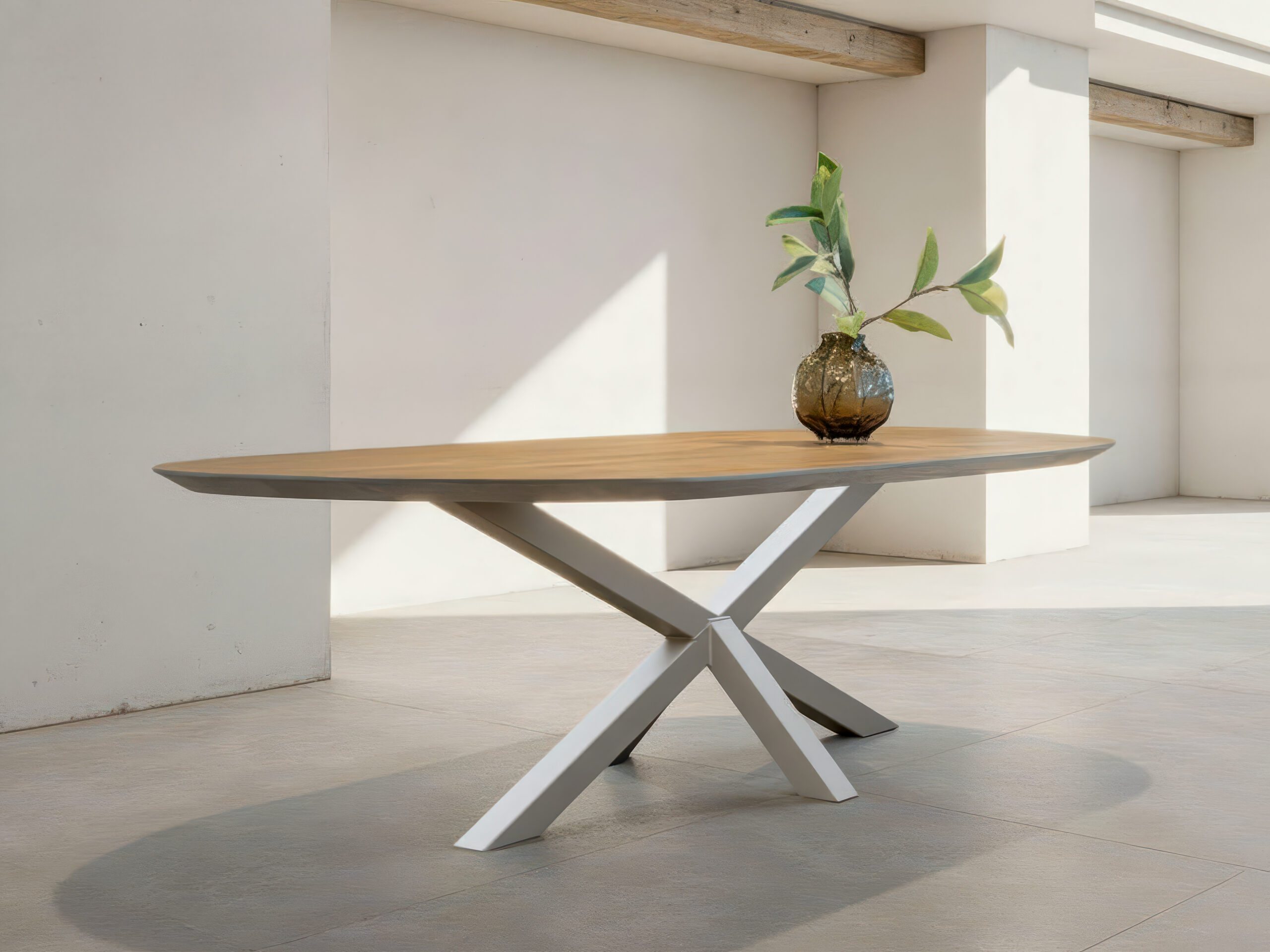 Tafel Rivoli - kiwi - fresno - verjongd - metaalkleur RAL 1019