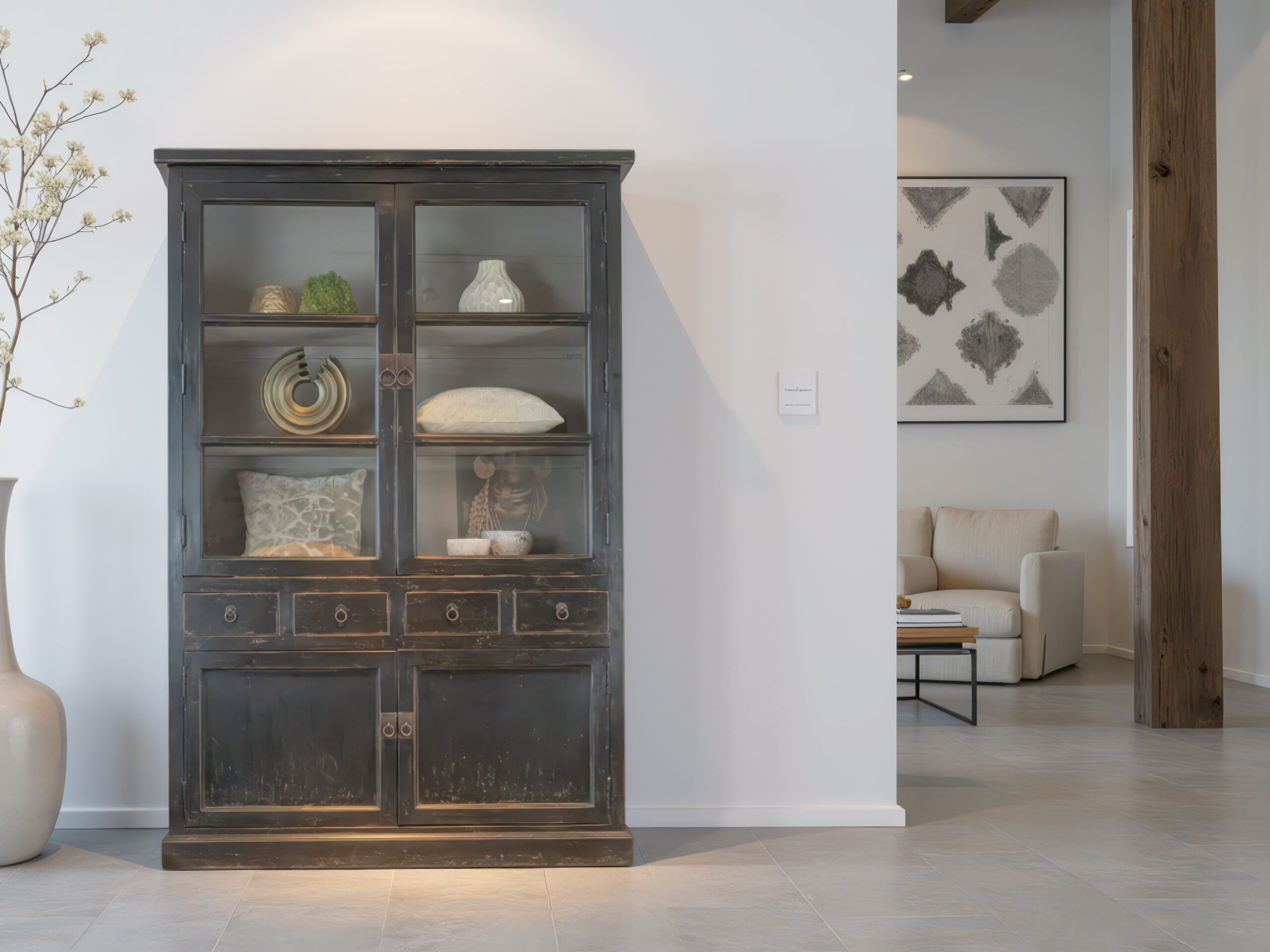 Perfecte vitrinekast voor een rustieke, landelijke woonstijl