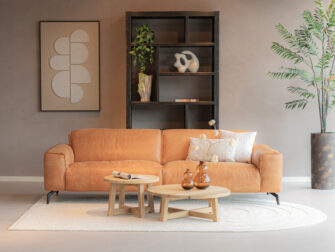 Bank Madeira - africa leer walnut - 4 zits - met onze salontafels Bayonne 4 zits bank outlet leer