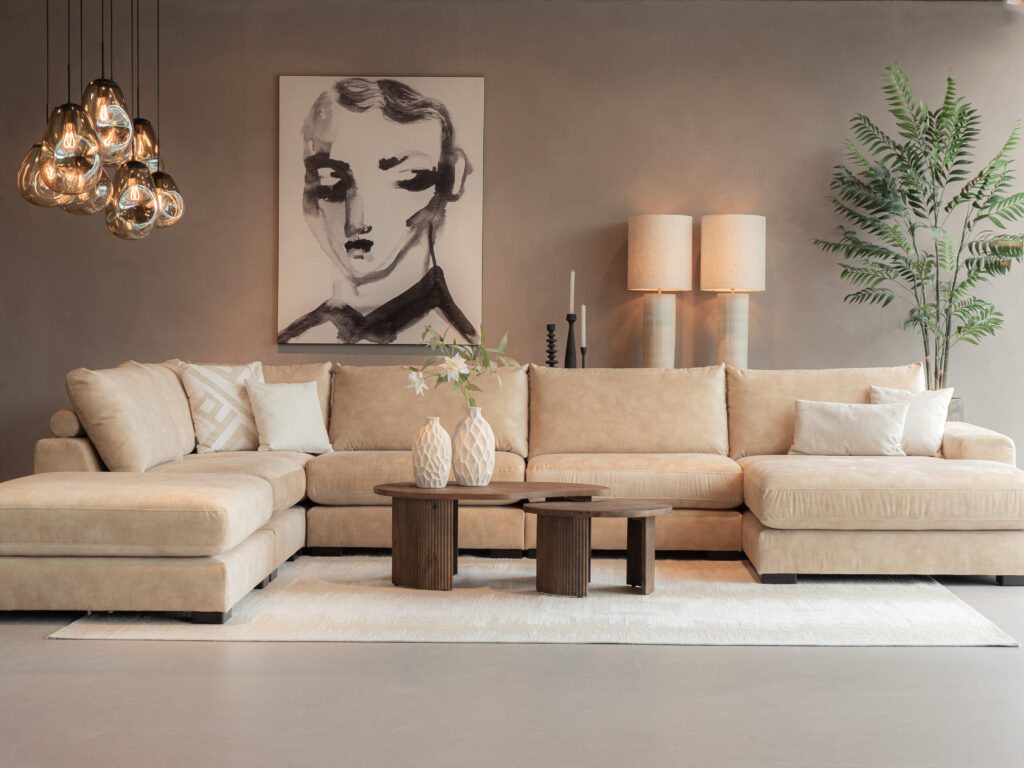 Outlet beige velvet u bank