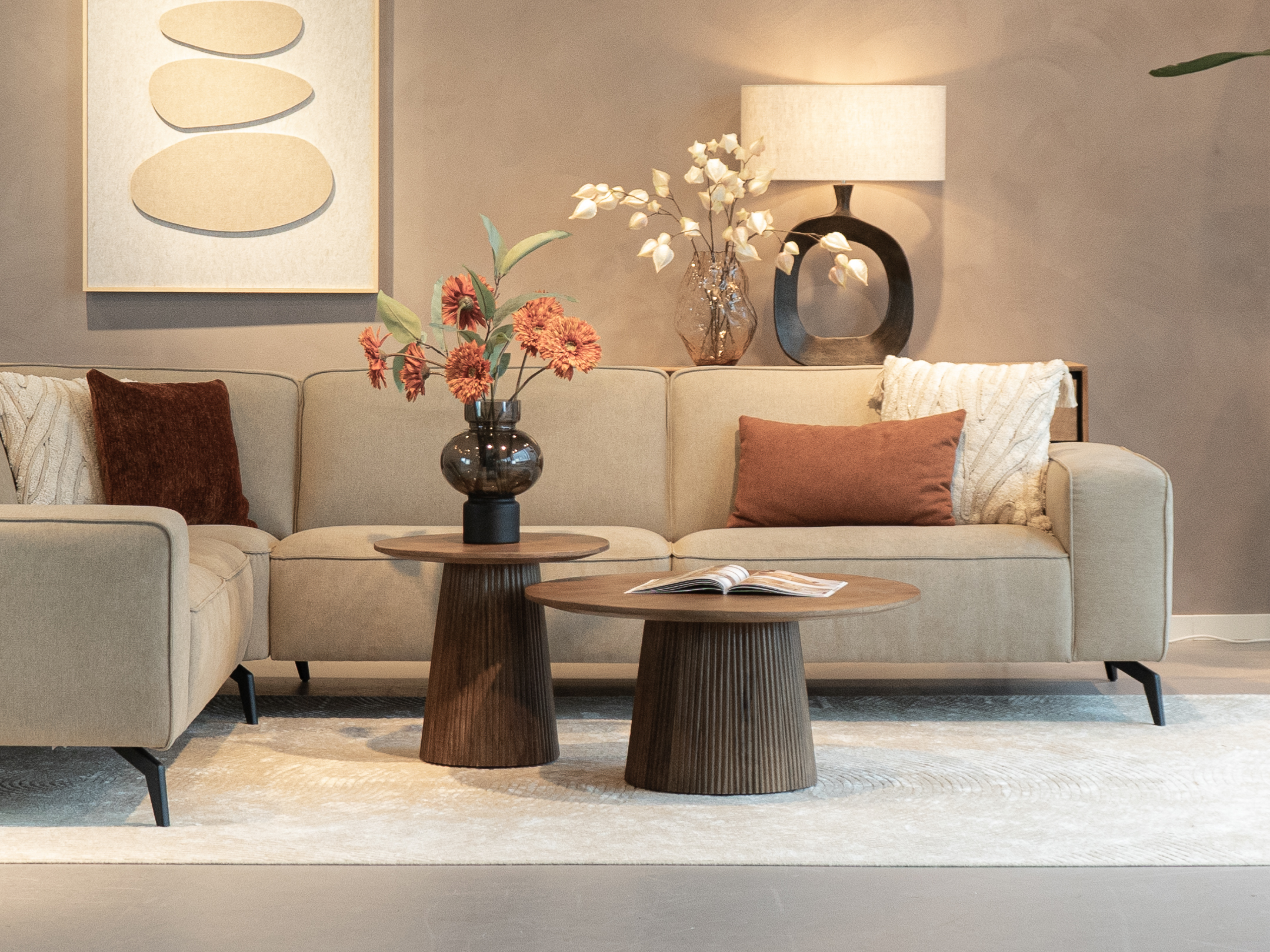 zandachtige kleur hoekbank