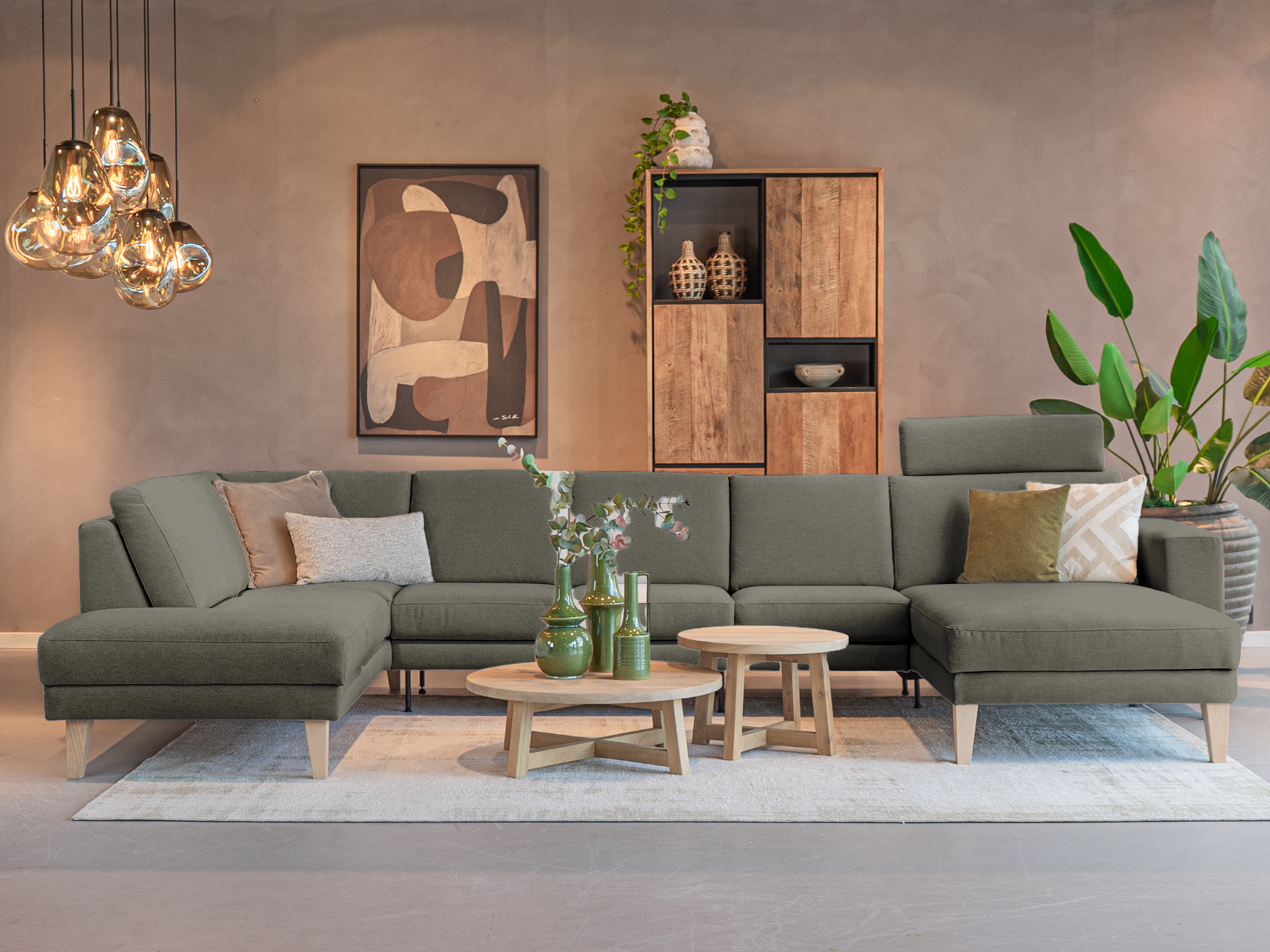 Loungebank met chaise longue in moderne woonkamer