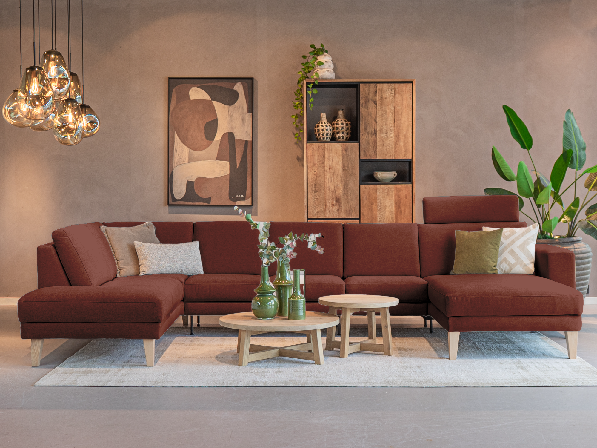 Grote familiebank met chaise longue