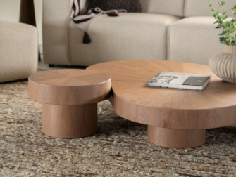 Detail van rond tafelblad met natuurlijke nerf