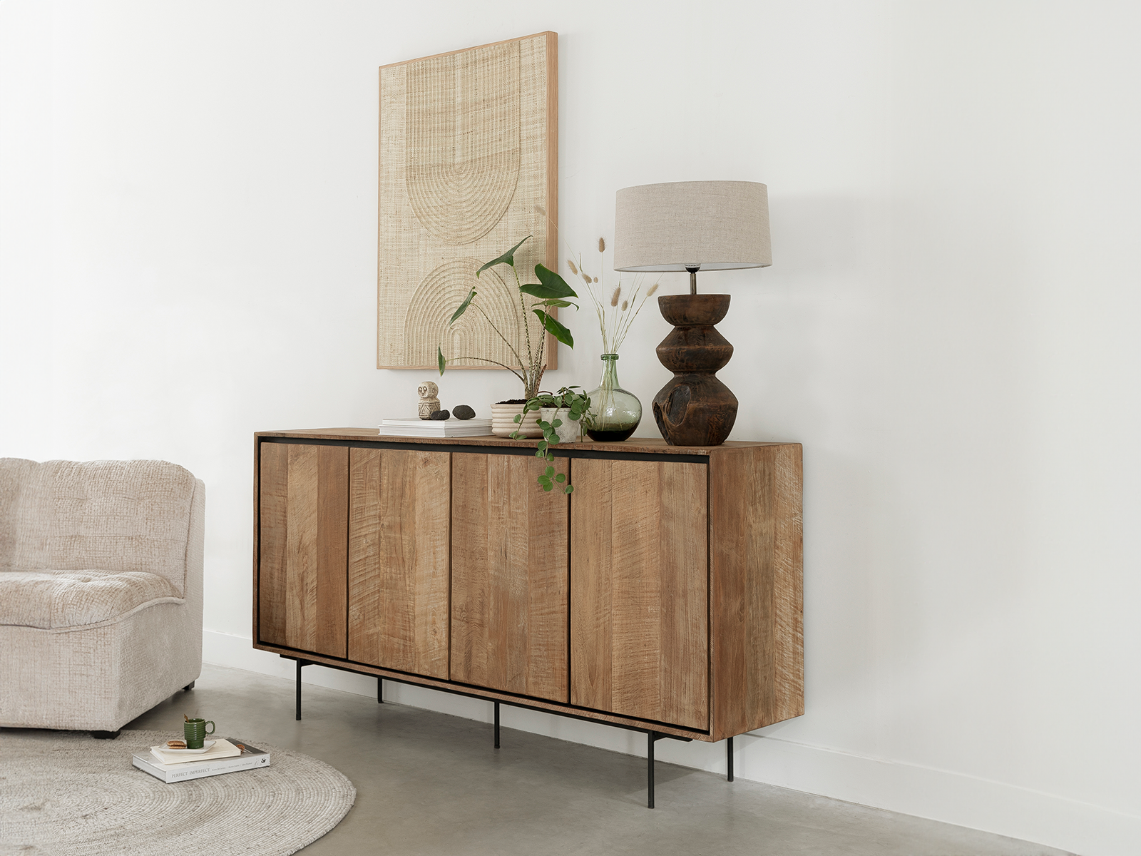 teakhouten dressoir met deuren