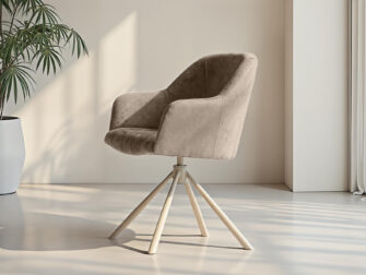 Moderne stoel met gekleurd metalen poten