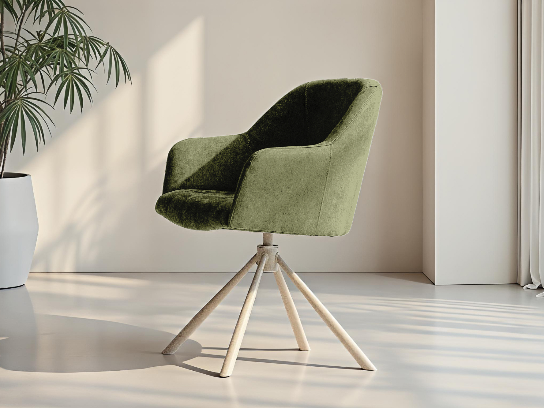 Moderne eetkamerstoel met strakke ronde lijnen