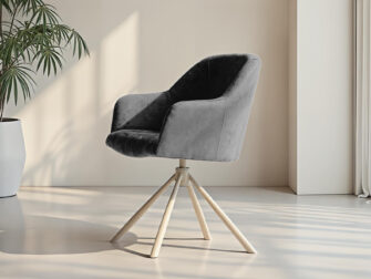 Trendy eetkamerstoel met zachte schelpzitting en spinpoot onderstel