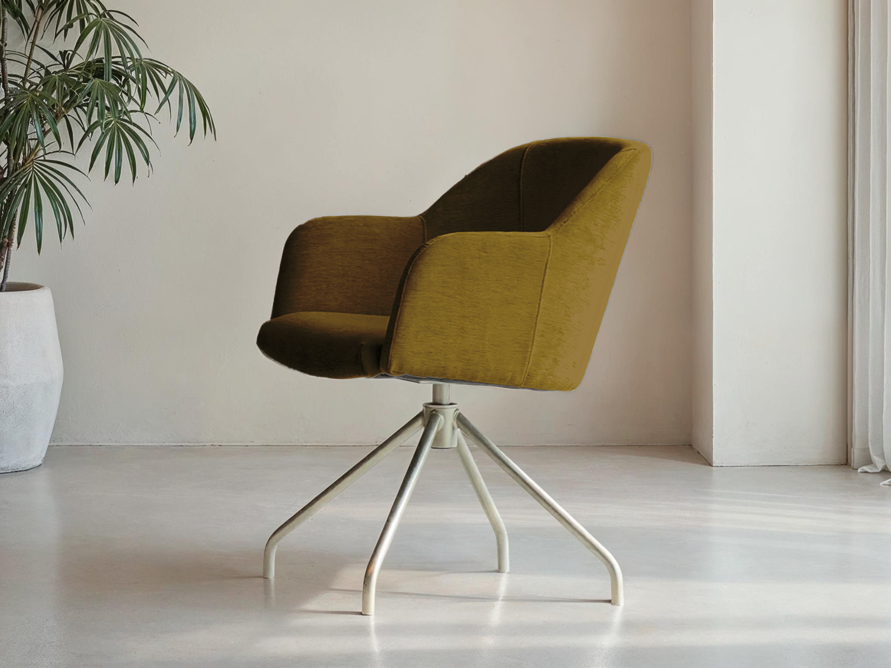 Eetkamerstoel in mosterdtint met eigentijdse flair