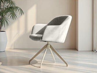 Zand cream kleurige eetkamerstoel voor natuurlijke interieurs