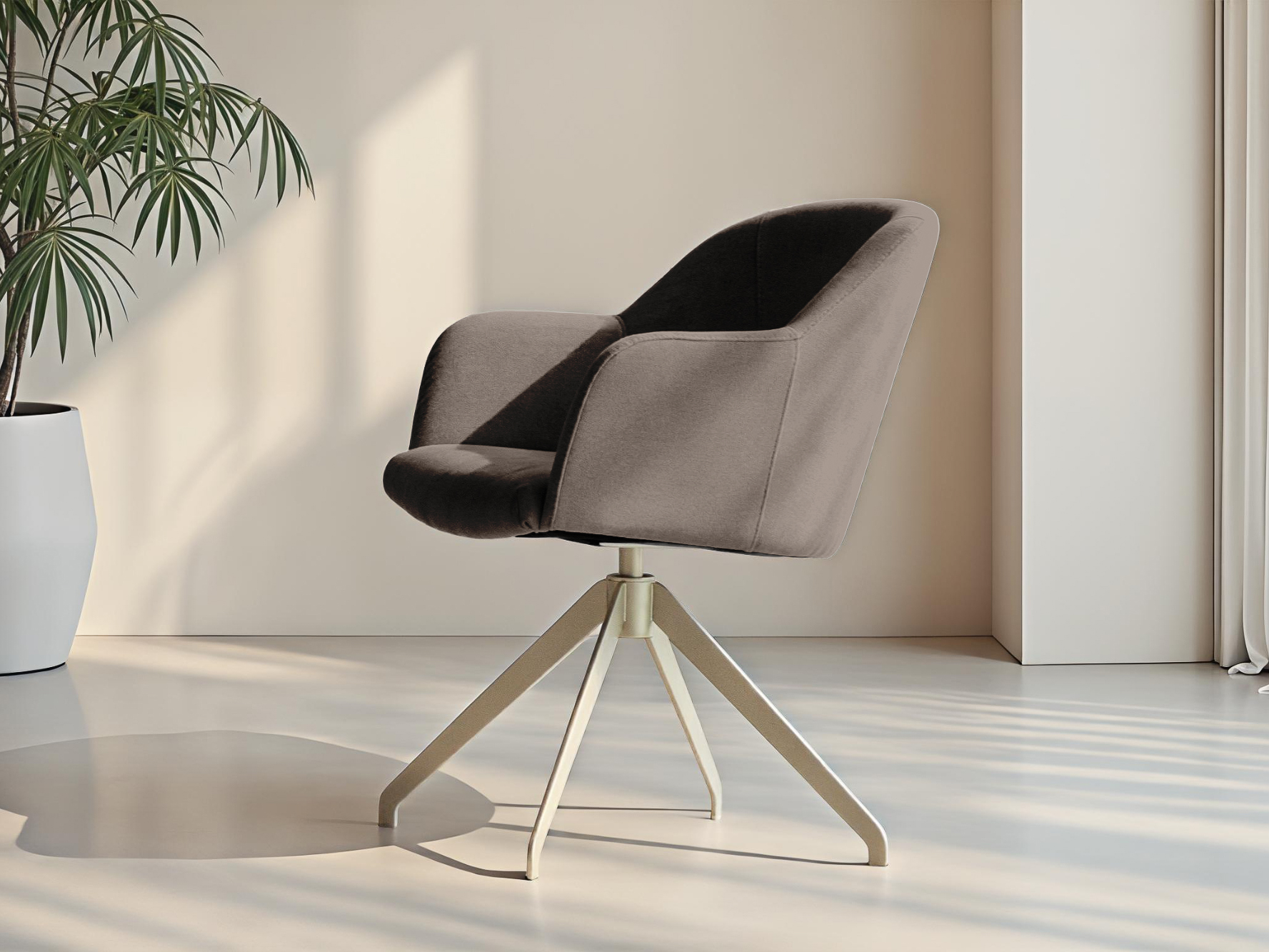 Zandkleurige eetkamerstoel voor natuurlijke interieurs