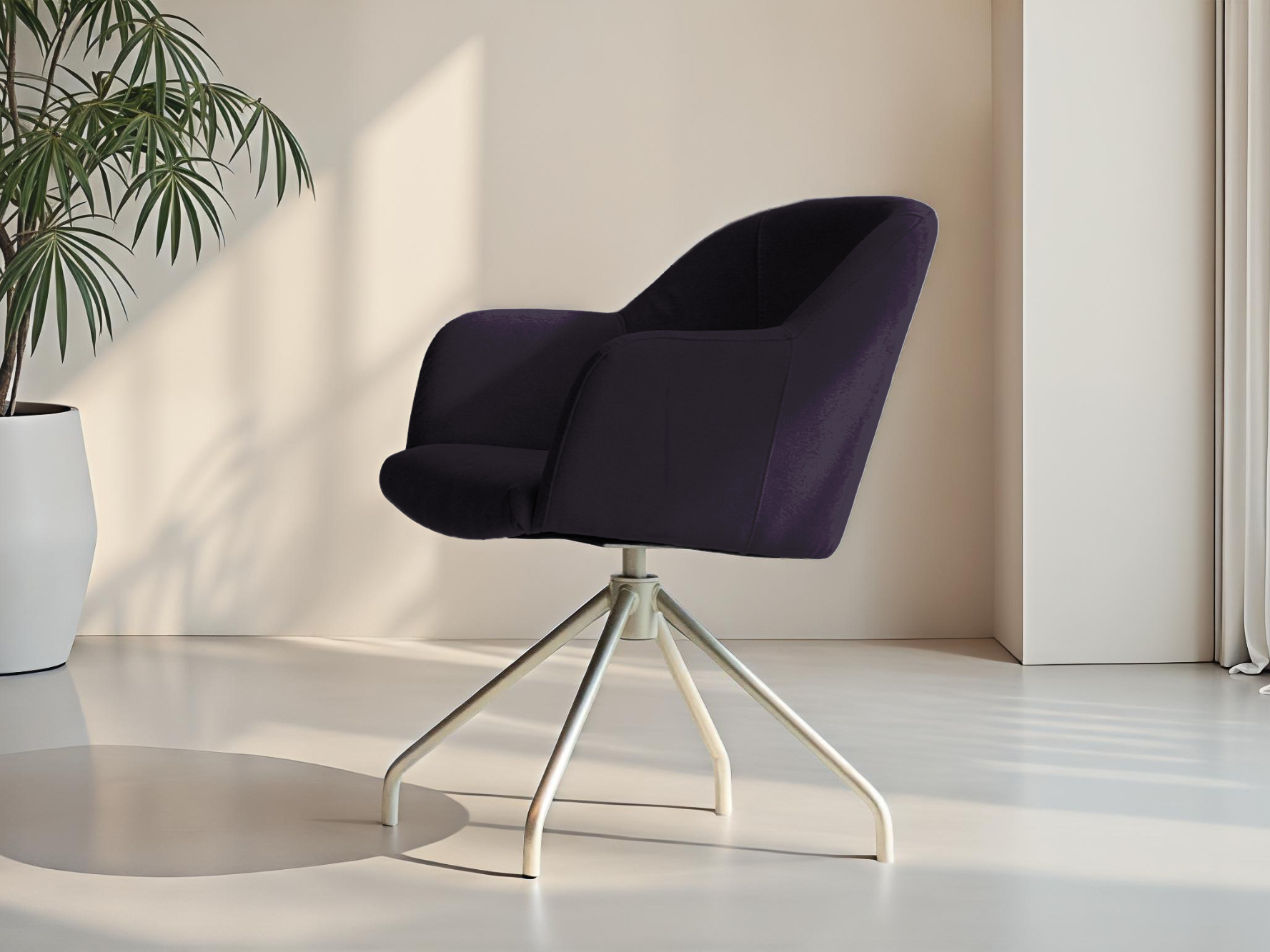 Dieppaars model met een luxe velvet look, ideaal voor een stijlvolle setting