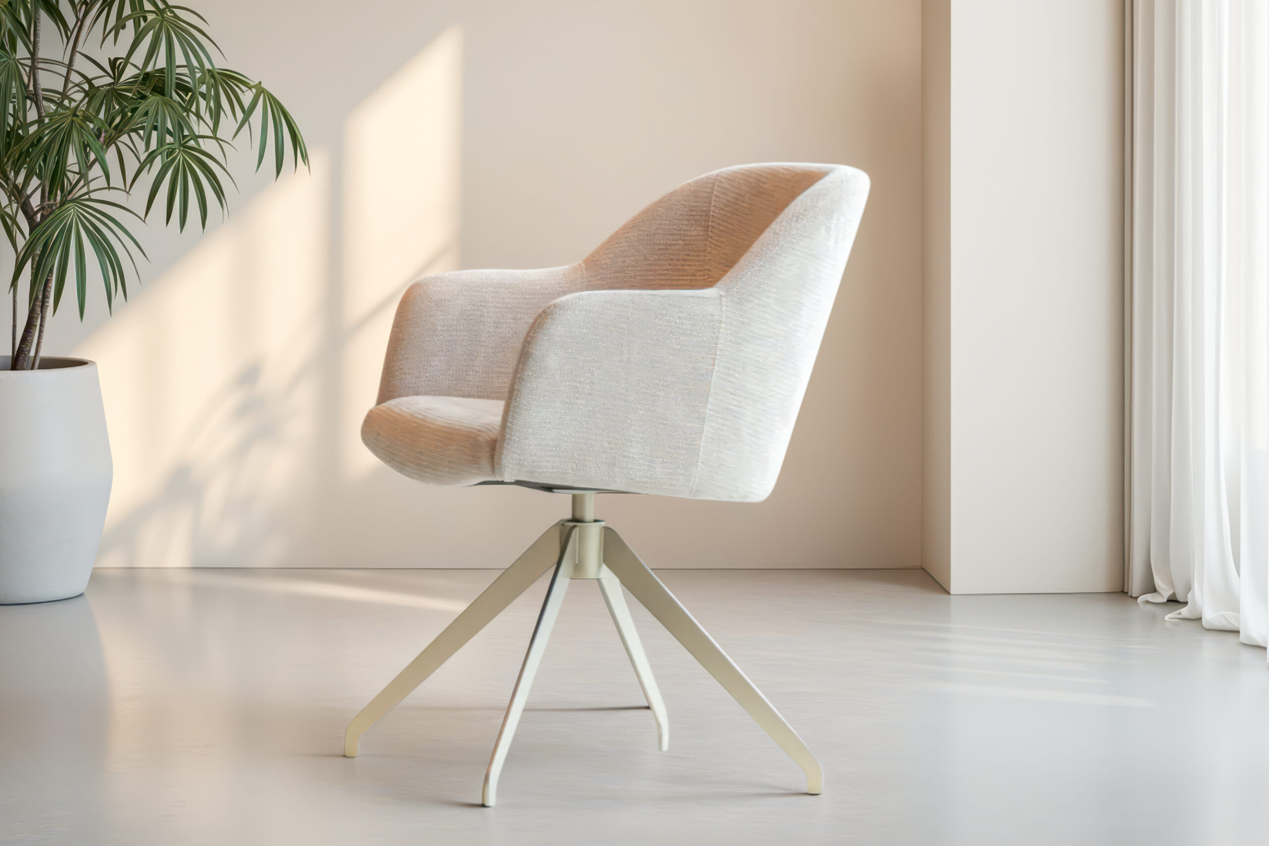 Comfortabele eettafelstoel met draaivoet en armleuningen