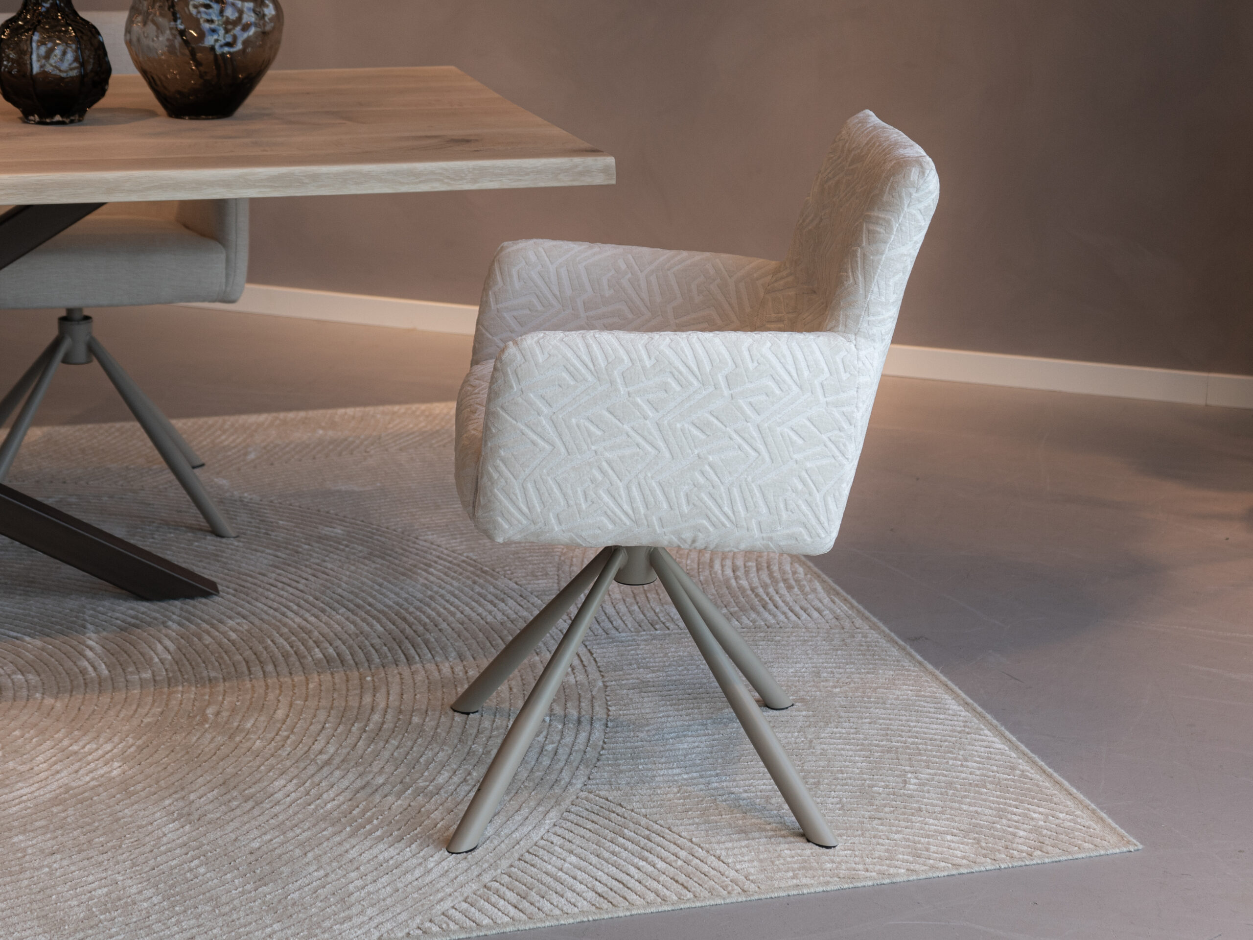 Eetkamerstoel armleuning stof met patroon draaibaar