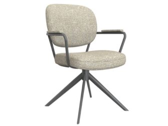 Eetkamerstoel Axton - naturel - met arm - metaalkleur zwart Eetkamerstoel Axton - naturel - met arm - metaalkleur zwart