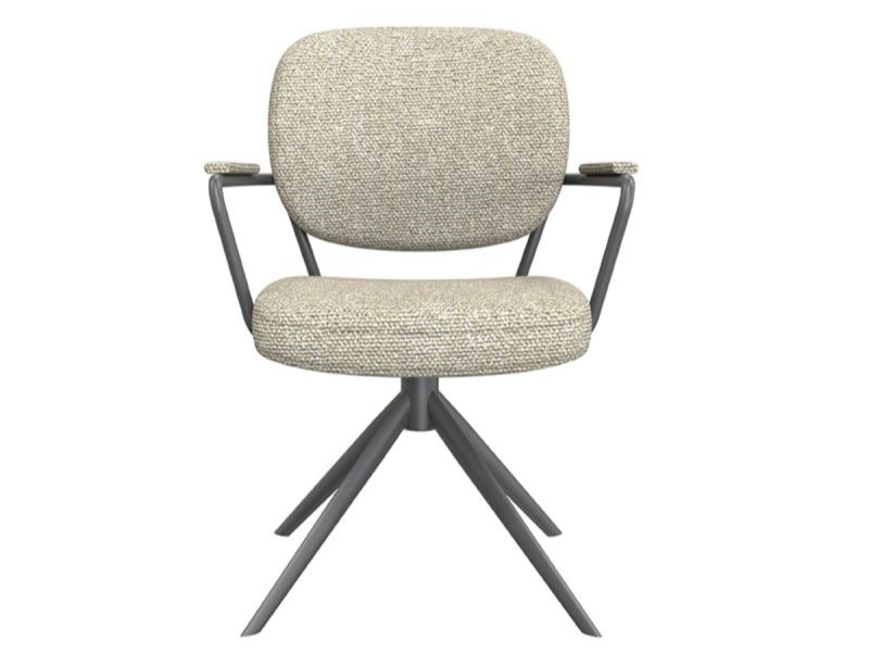 Eetkamerstoel Axton - naturel - met arm - metaalkleur zwart