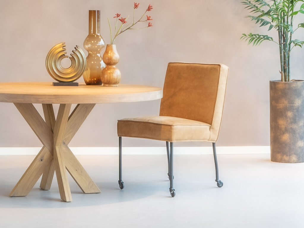 cognac leren eetstoelen