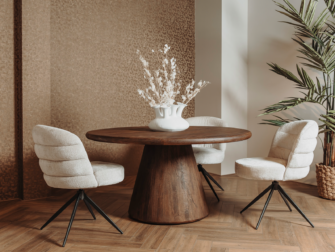 Eetkamerstoel Evia - almond white - met arm witte eetkamer stoelen met draai functie