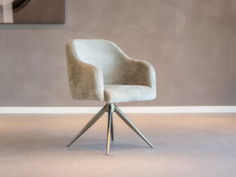 Eetkamerstoel Fordham - amore khaki - onderstel t - metaalkleur champagne