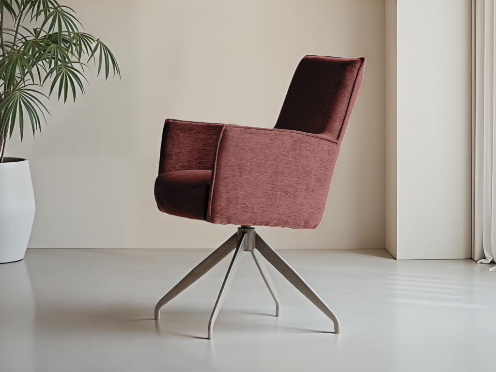 Donkerrode eetkamerstoel met robuust design