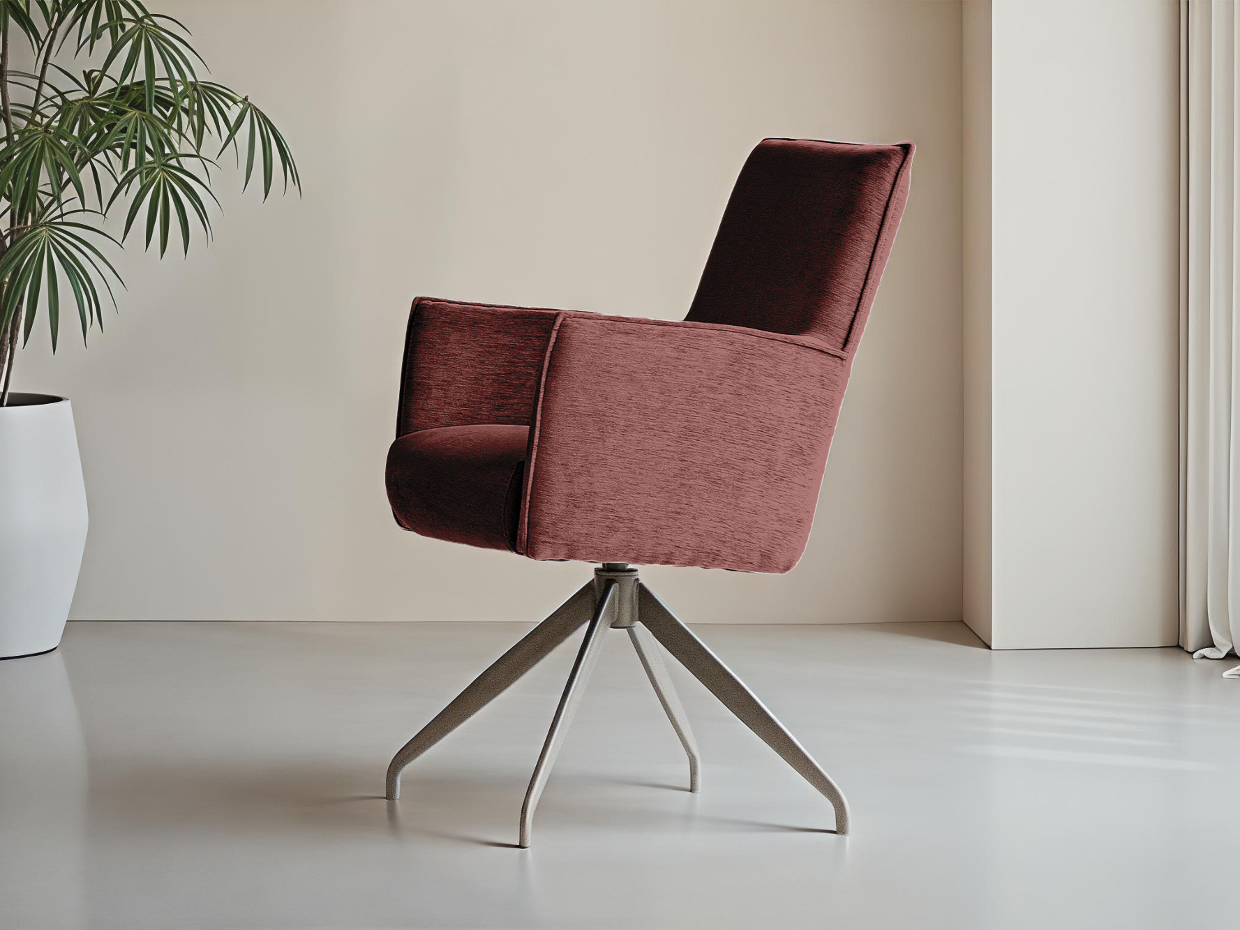 Donkerrode eetkamerstoel met robuust design