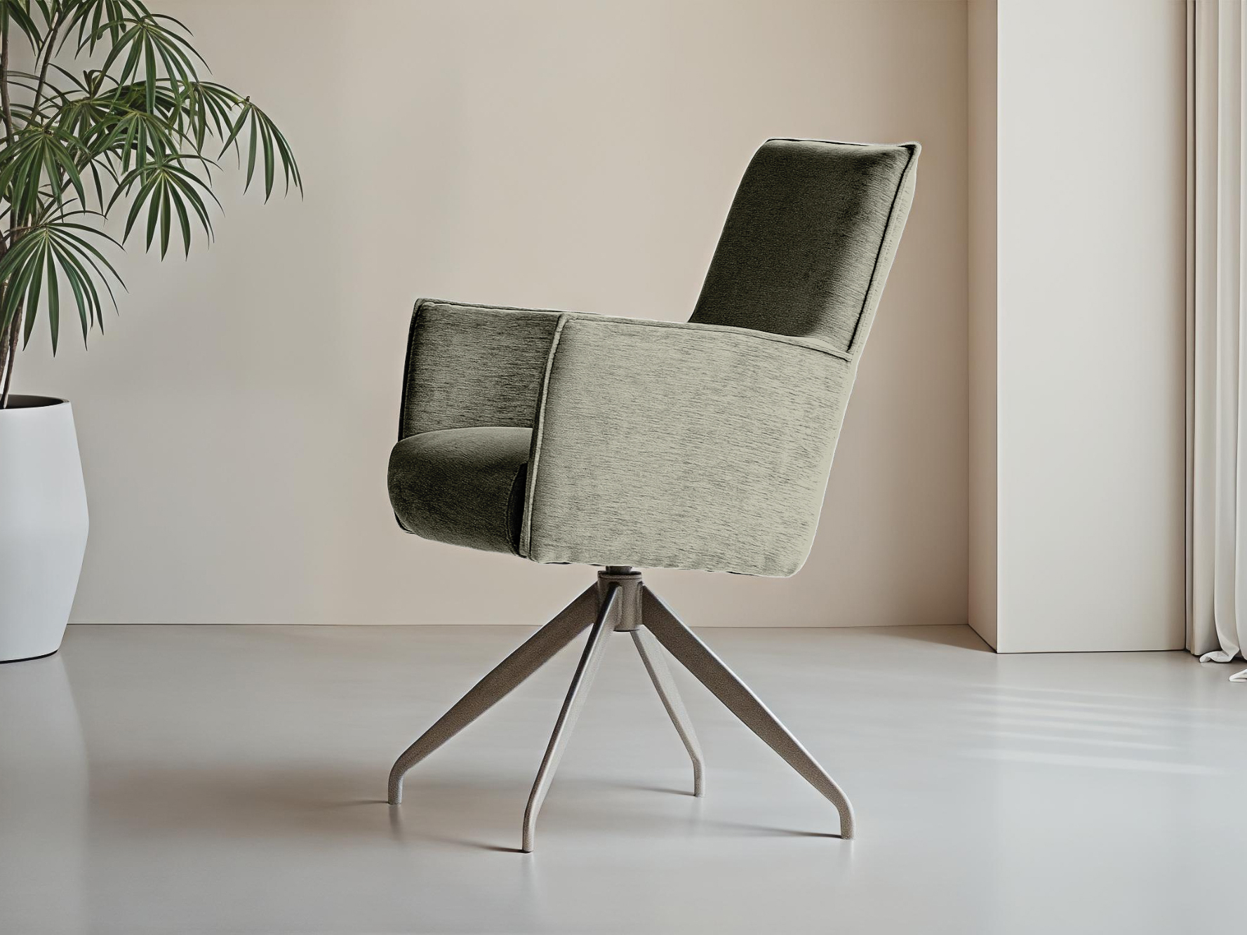 Klassieke naturel eetkamerstoel met comfortabele zitting