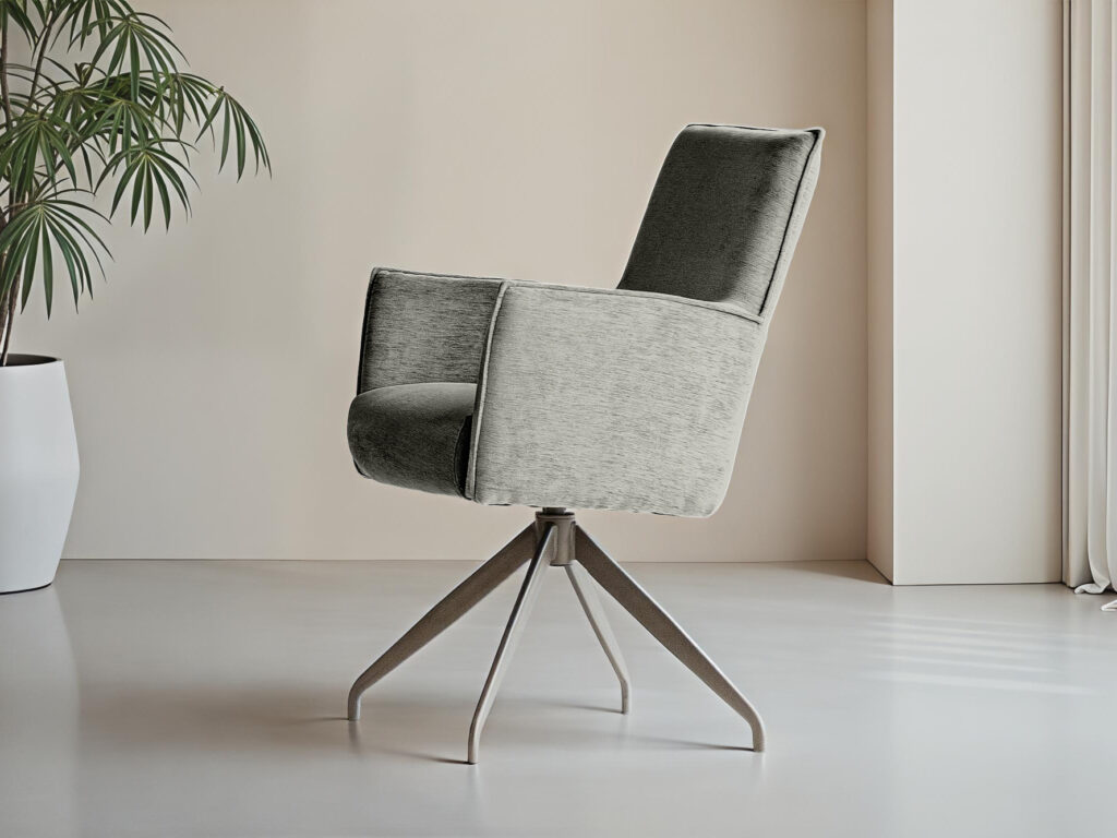 Lichtgrijze eetkamerstoel met luxe velvet afwerking