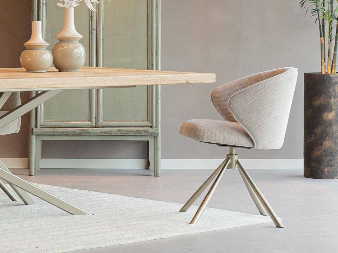 eetkamerstoel met draai functie in mito beige zelf samenstellen