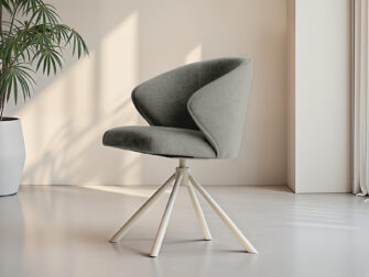 Eetkamerstoel Kayali - mito ashgrey - onderstel c - metaalkleur magnum Draaibare eetkamerstoel met comfortabele kuipzitting en armleuningen