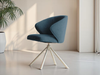 Eetkamerstoel Kayali - mito blue - onderstel c - metaalkleur magnum Eetkamerstoel in diepe nachtblauwe tint met moderne kruispoot