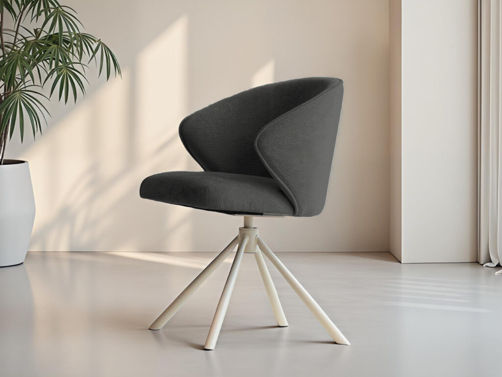 Eetkamerstoel in zwart grijs met luchtige uitstraling